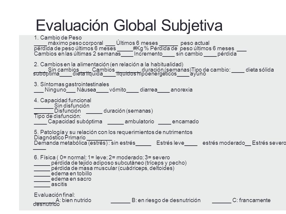 Evaluacion de perdida de peso